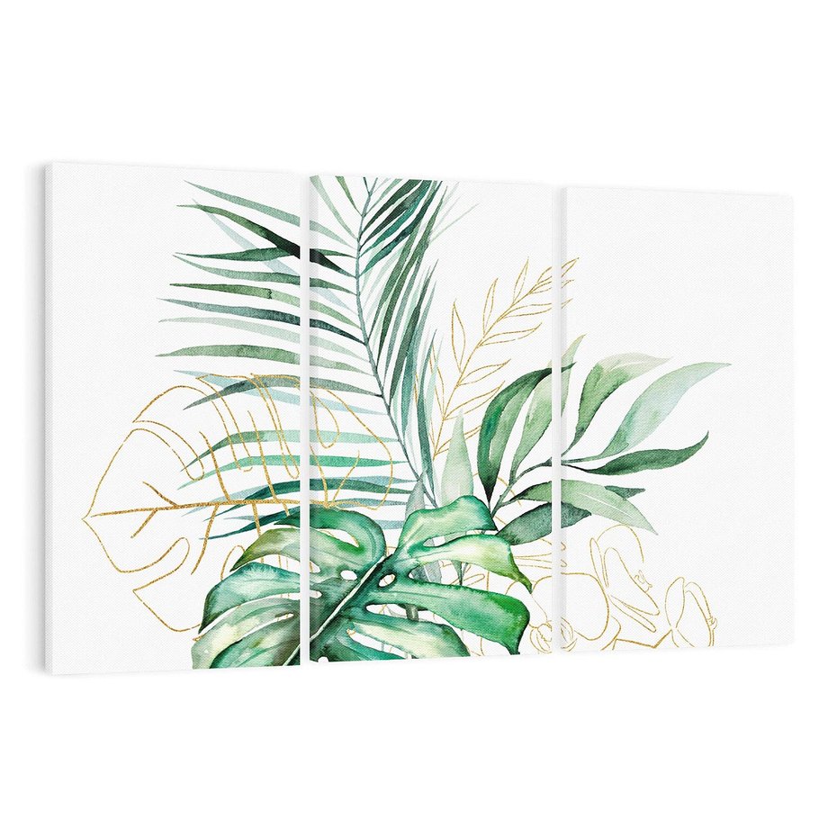 Obraz na płótnie 120x80 - Luksus w Detalu - złote, liście