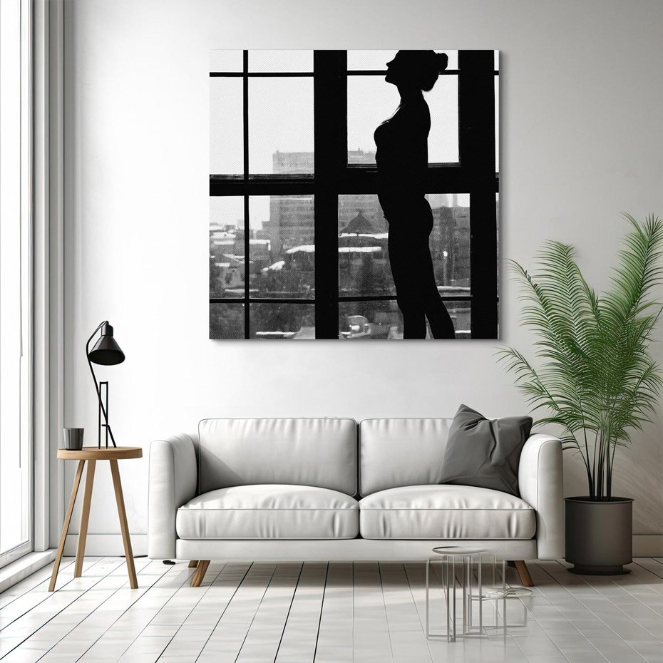 Obraz na płótnie 60x60 - Piękno Kobiecej Formy - retro zdjęcie, czarno białe