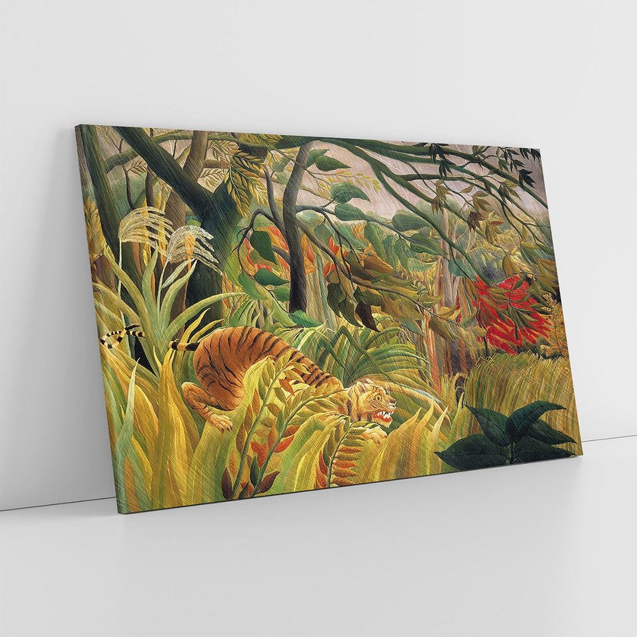 Obraz na płótnie 70x50 - "Tygrys w tropikalnej burzy" (1891) Henri Rousseau - Reprodukcja - reprodukcja, obraz na płótnie