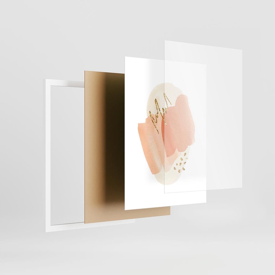 Plakat w ramie 50x70 - Rozbijające Plamy - abstrakcyjne akwarelowe plamy, minimalizm - rama biała