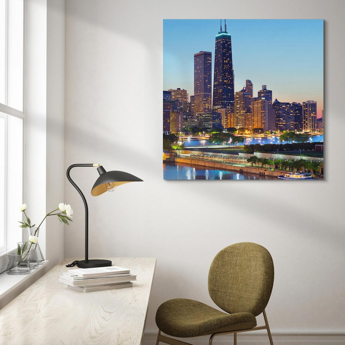 Obraz na płótnie 70x70 - Miasto nad Rzeką - miasto, rzeka