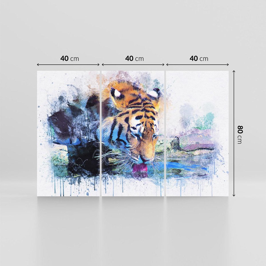 Obraz na płótnie 120x80 - Tygrys w abstrakcyjnym tańcu - tygrys, sztuka