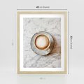Plakat w ramie 40x50 - Kawa w Perfekcji - kawa w filiżance, cappuccino - rama drewno