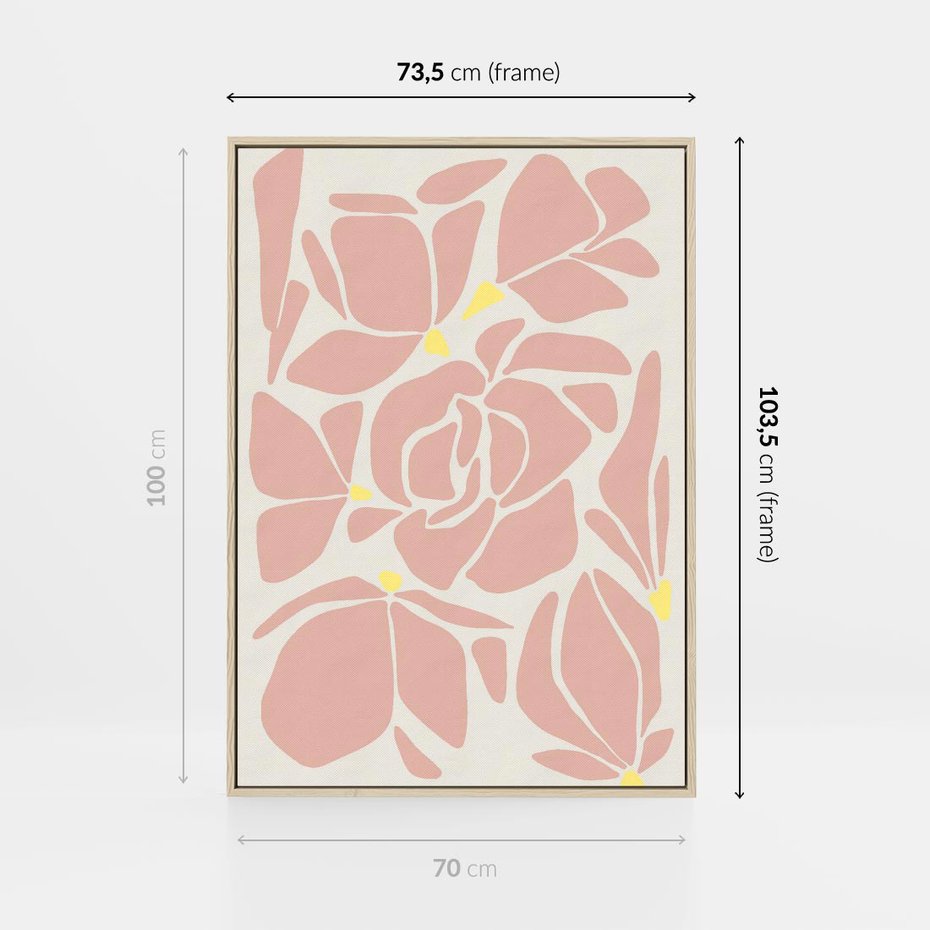 Obraz w ramie 70x100 - Rozplątane Akwarelowe Formy - abstrakcyjne boho kwiaty, kompozycja - rama drewno