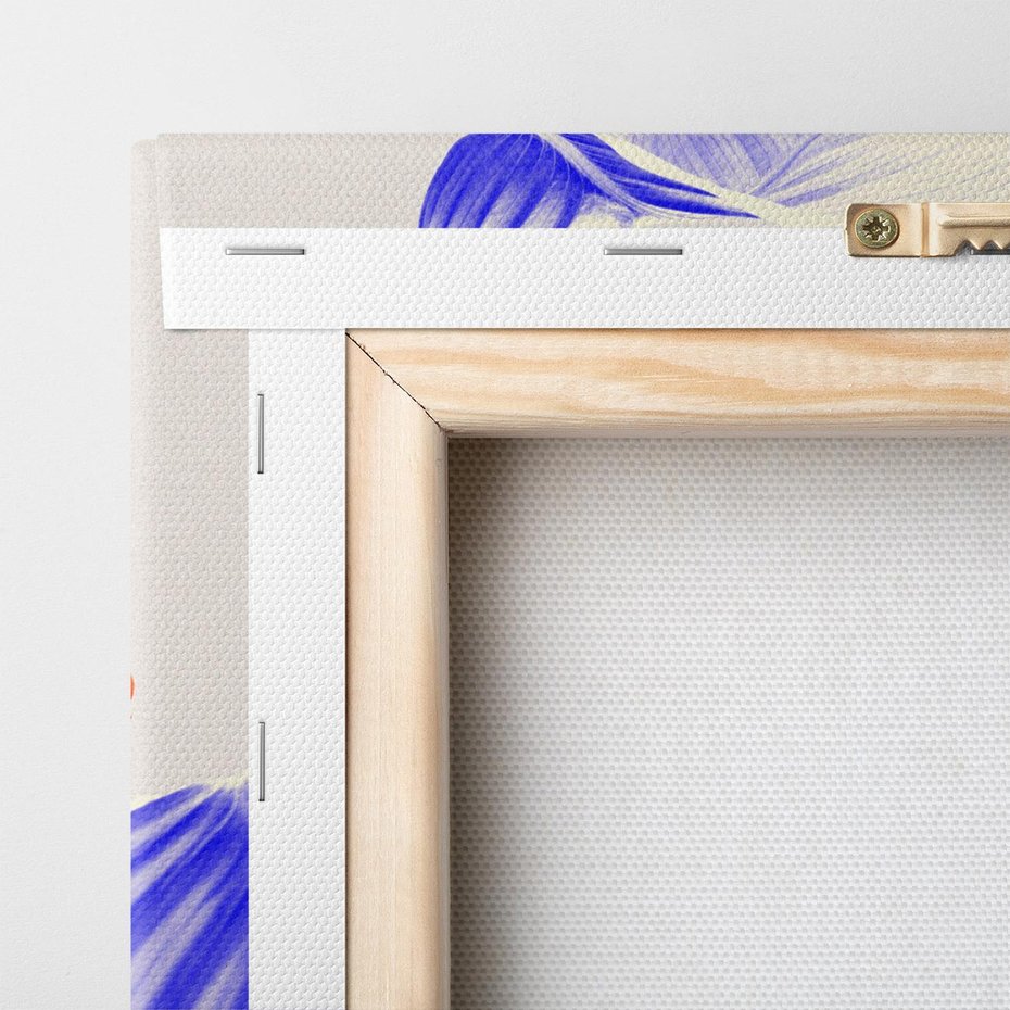 Obraz na płótnie 140x70 - Energetyczne Indygo - retro, tropikalne liście