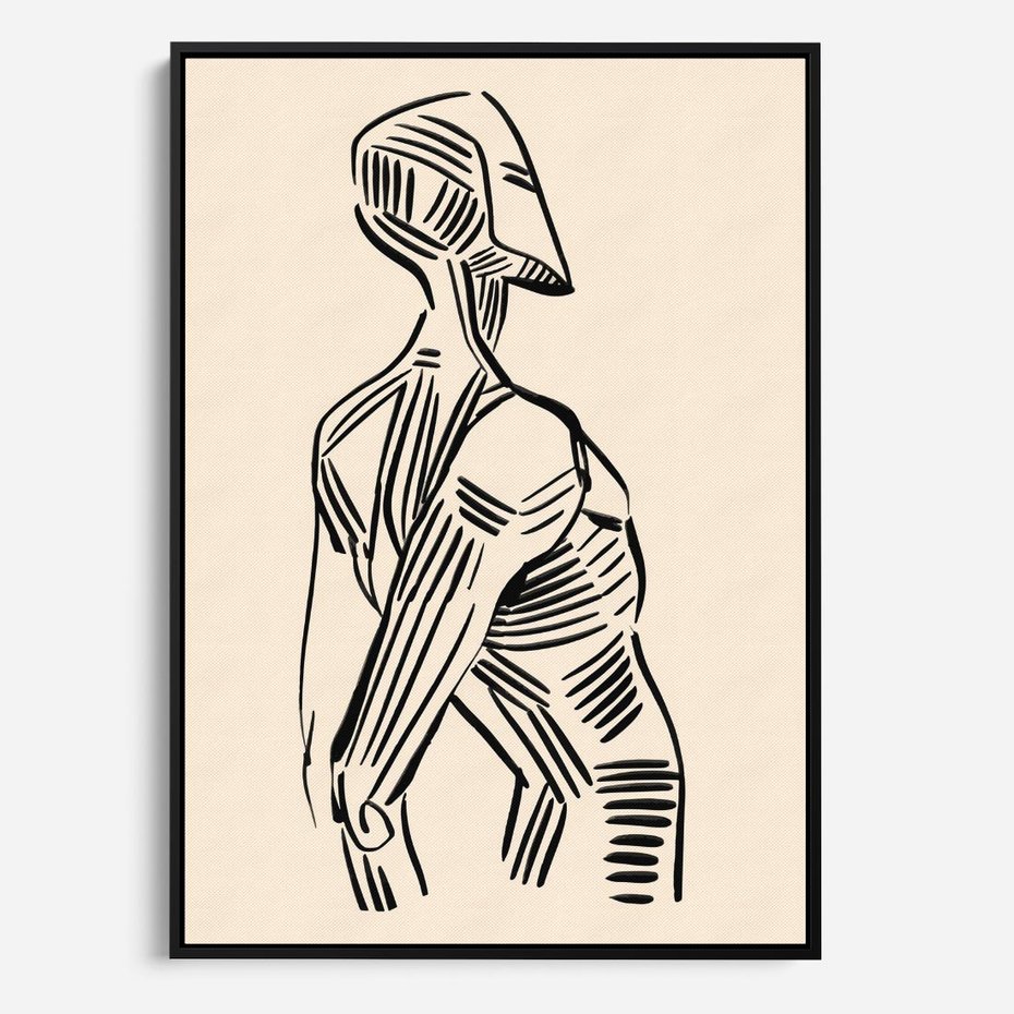 Obraz w ramie 70x100 - Eksploracja Wizualna - szkic, czarno biały - rama czarna