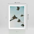 Plakat w ramie 50x70 - Palmy i Niebo - palmy, ujęcie z dołu - rama biała