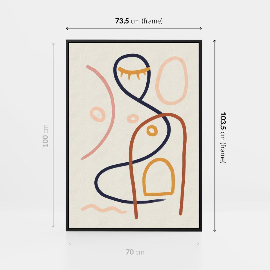 Obraz w ramie 70x100 - Mgnienie Oka - abstrakcja w stylu picasso, beżowe tło - rama czarna