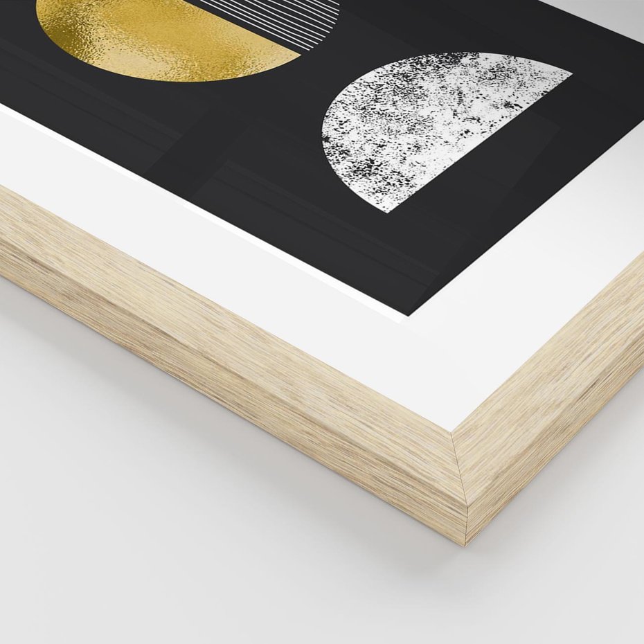 Plakat w ramie 40x50 - Złote Koła i Geometryczne Formy - grafika, modern - rama drewno