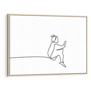 Obraz w ramie 100x70 - Linie Wewnętrznej Refleksji - line art, szkic - rama drewno