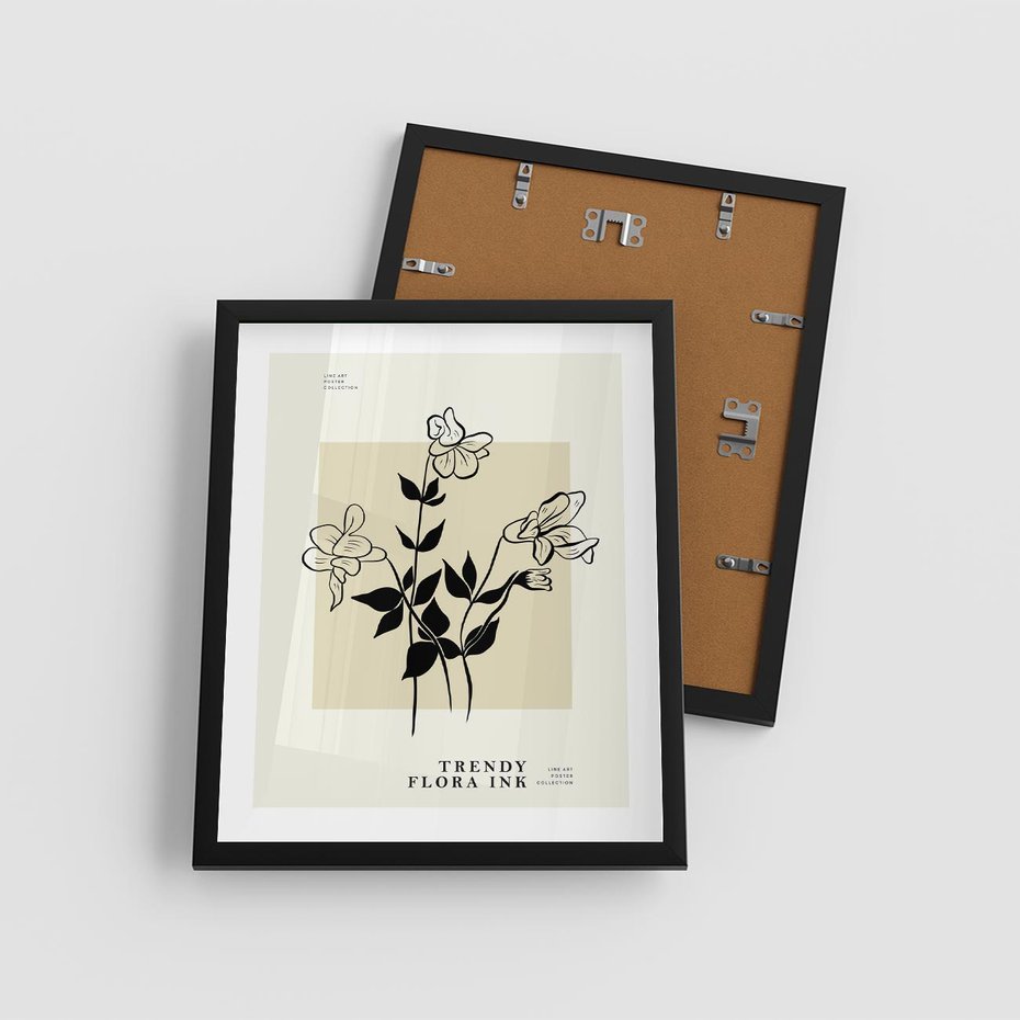 Plakat w ramie 40x50 - Malowane szkicowe tęsknoty - kwiaty, typografia - rama czarna