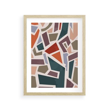 Plakat w ramie 30x40 - Modernistyczna Transcendencja - geometryczne kształty, mozaika - rama drewno