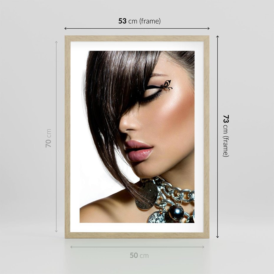 Plakat w ramie 50x70 - Kobieca Fryzura w Ruchu - fryzura, kobieta - rama drewno