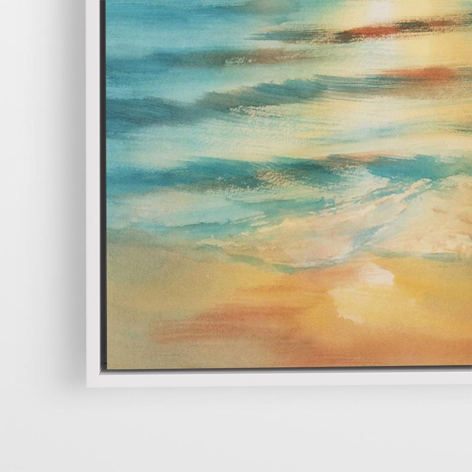 Obraz w ramie 120x80 - Objawienie Fioletowego Świtu - fioletowy wschód słońca, słońce wschodzi nad morzem - rama biała