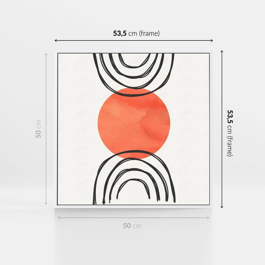 Obraz w ramie 50x50 - Lustrzane Widzenie - koło, boho styl - rama biała