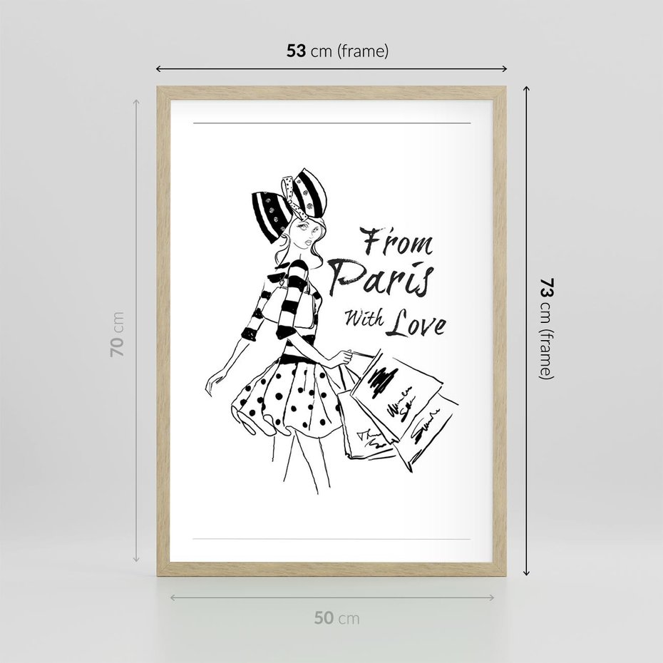 Plakat w ramie 50x70 - Paryż - Miasto Romantycznej Grafiki - Paryż, Paris - rama drewno