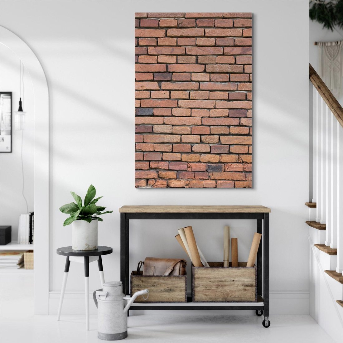Obraz na płótnie 80x120 - Mur cegieł: industrialny urok - cegły, mur