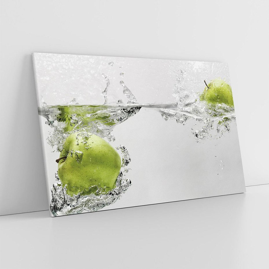 Obraz na płótnie 70x50 - Jabłka: Świeżość natury - jabłka, woda