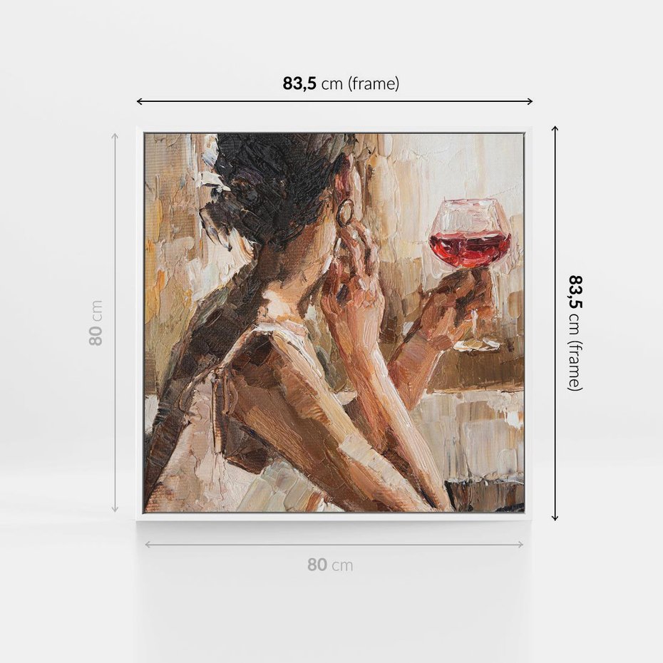 Obraz w ramie 80x80 - Wibracje - portret, kobieta - rama biała