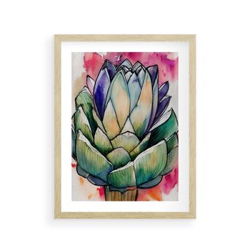 Plakat w ramie 40x50 - Estetyczna Roślina - abstrakcja, akwarela - rama drewno