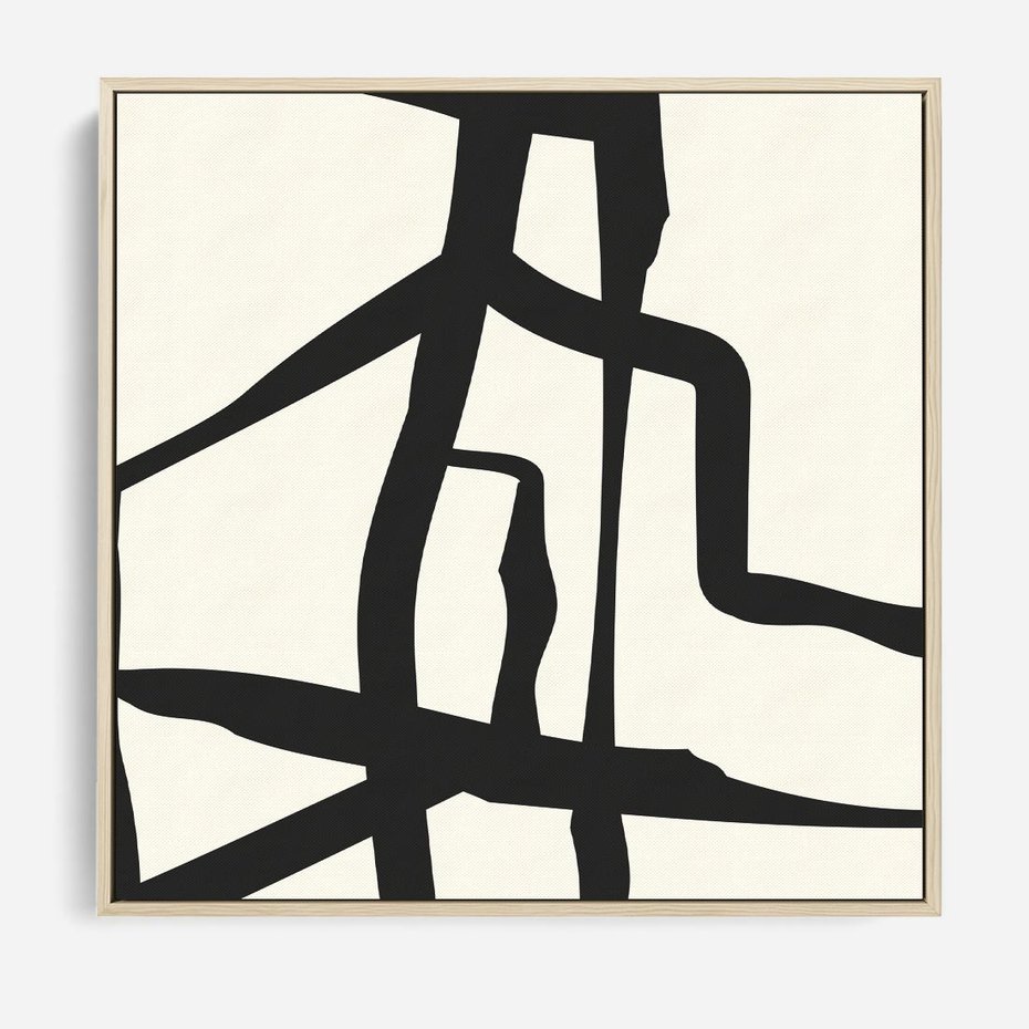 Obraz w ramie 80x80 - Impresje Wymiaru - linie, abstrakcja - rama drewno