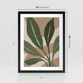 Plakat w ramie 30x40 - Nowoczesność Natury: Plakat z Zielonymi Liśćmi - nowoczesny plakat, beż - rama czarna