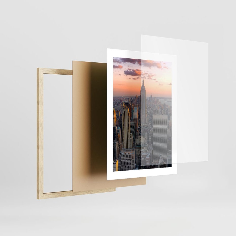 Plakat w ramie 30x40 - Nowojorskie Wieżowce - Nowy York, wieżowce - rama drewno