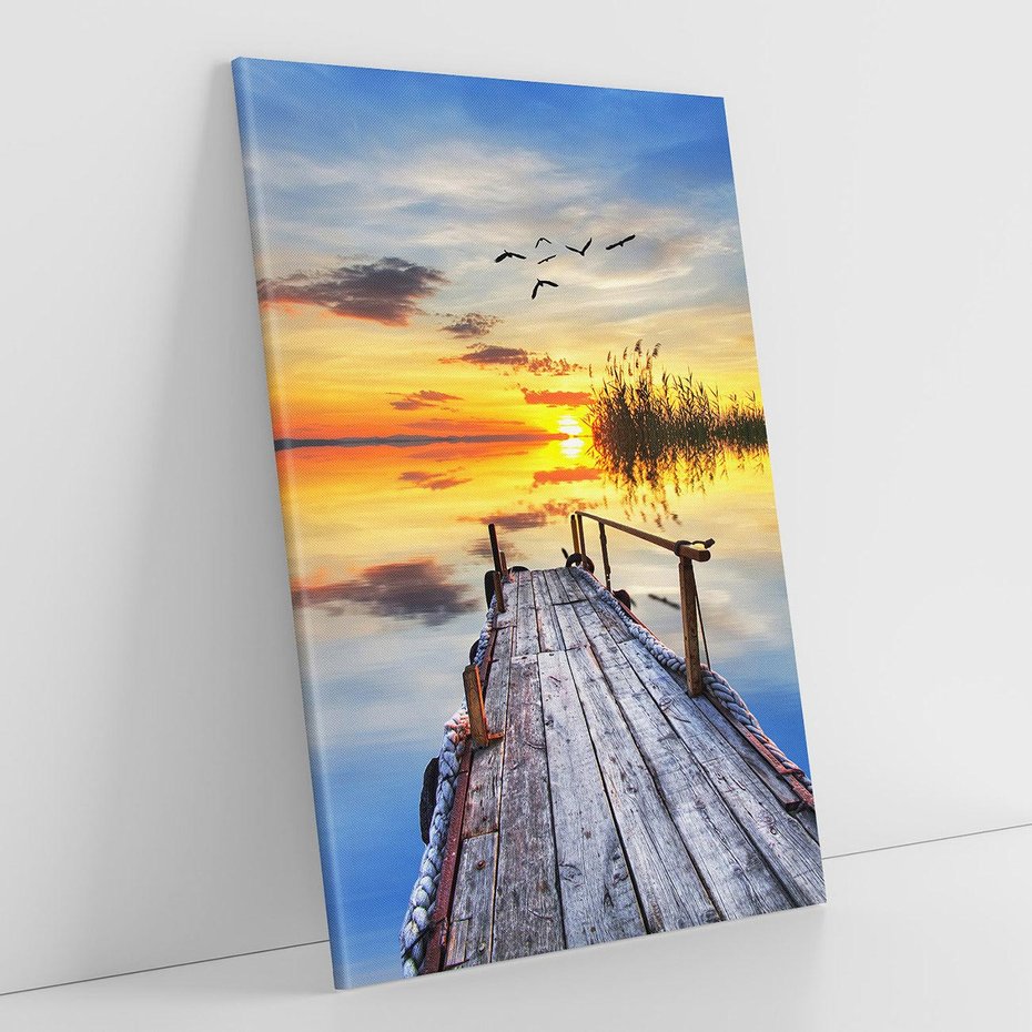 Obraz na płótnie 80x120 - Zachód słońca na pomostach - zachód, słońca