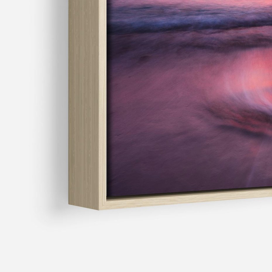 Obraz w ramie 70x50 - Zaklęty Zachód - magiczny zachód słońca, fioletowe - rama drewno