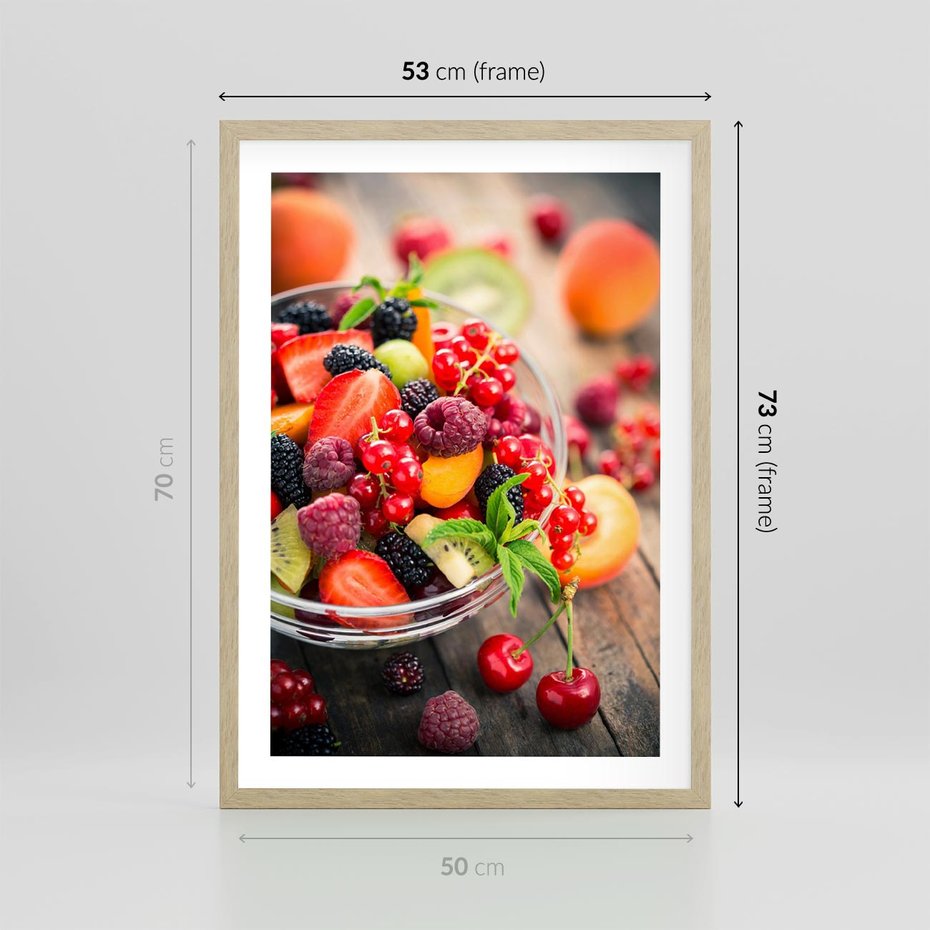 Plakat w ramie 50x70 - Smakowite Porywy - owoce, jedzenie - rama drewno