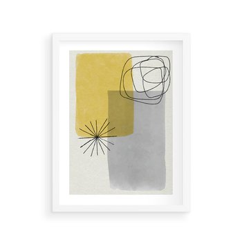 Plakat w ramie 30x40 - Rozbijające Granice Akwarel - abstrakcja, akwarelowe plamy - rama biała