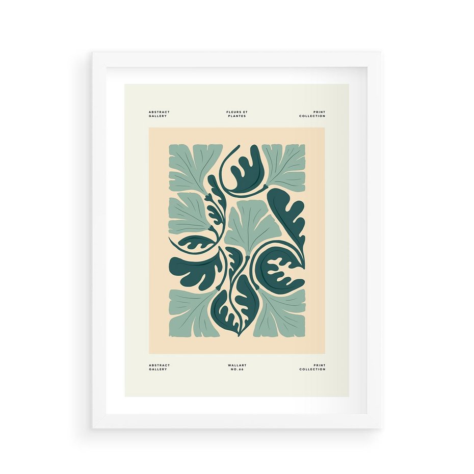 Plakat w ramie 50x70 - Podróżne Impresje - roślinne motywy, ornamenty - rama biała