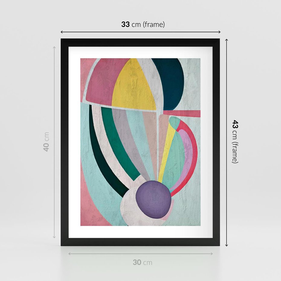 Plakat w ramie 30x40 - Podróżne Echa Przestrzeni - abstrakcyjne dziwne kształty, olejny obraz - rama czarna