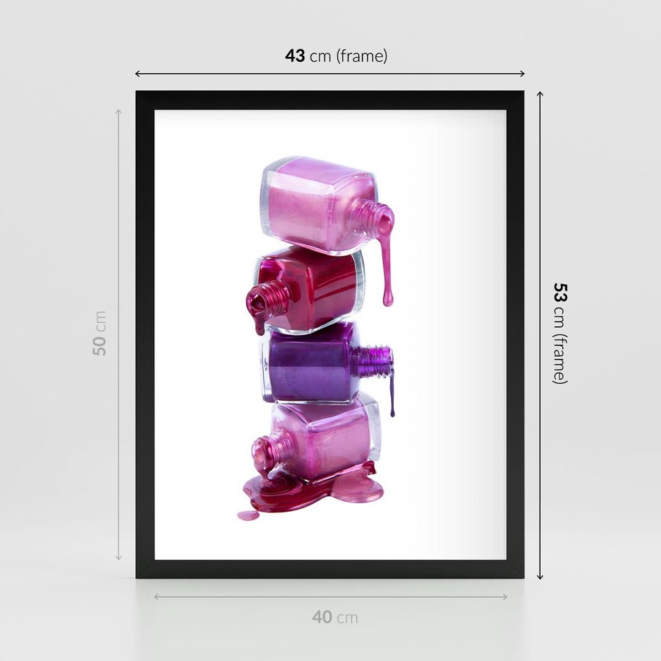 Plakat w ramie 40x50 - Kolorowe Paznokcie - lakiery, do paznokci - rama czarna