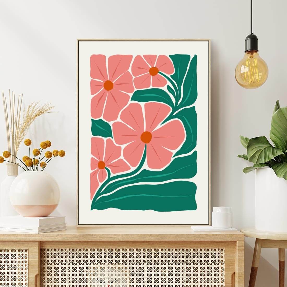 Obraz w ramie 70x100 - Energiczne Opowieści - kwiaty, sztuka nowoczesna - rama drewno