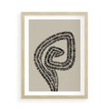 Plakat w ramie 50x70 - Nowoczesne Spektrum Wyobraźni - boho plakat, czarne kropki kreski - rama drewno