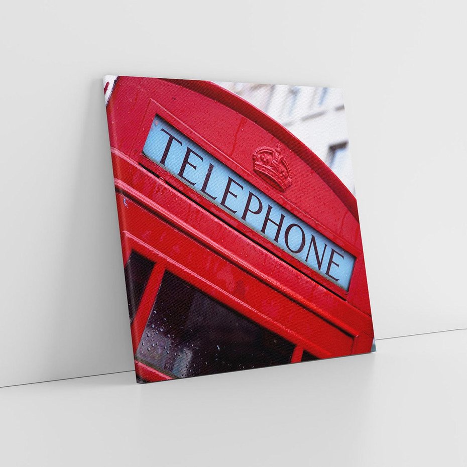 Obraz na płótnie 40x40 - Budka Telefoniczna Londyn - Ikona Brytyjskiego Stylu - budka, telefoniczna