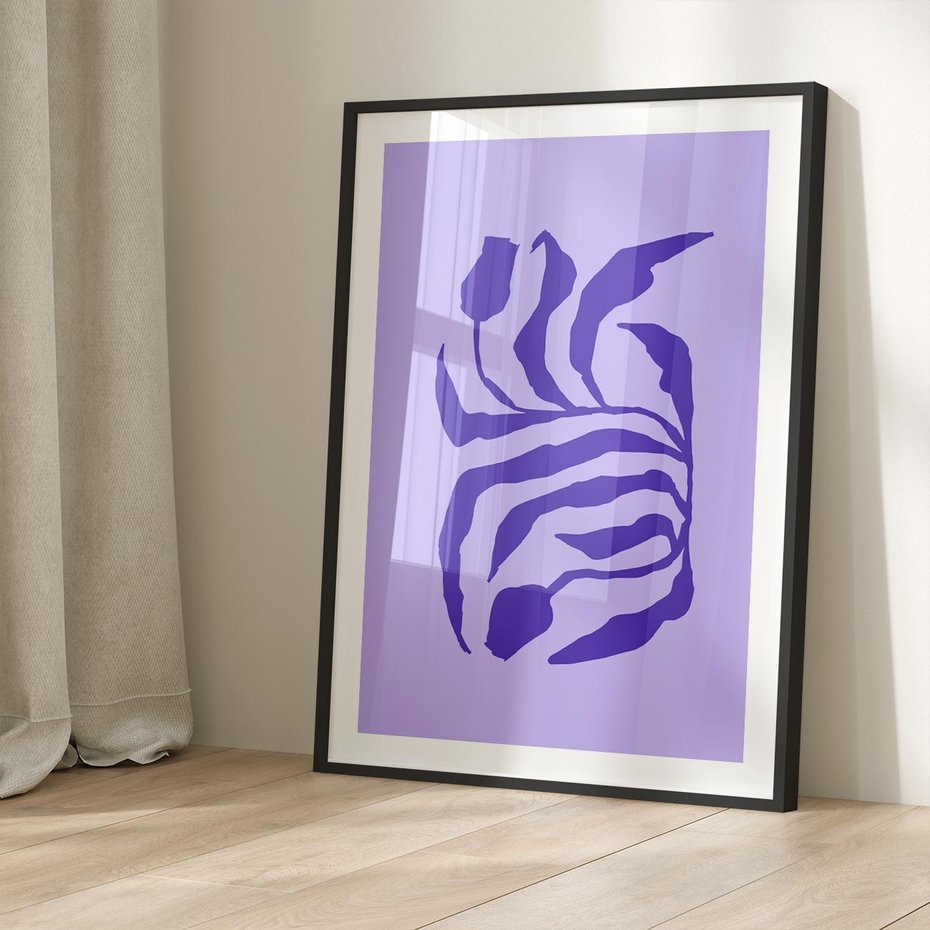 Plakat bez ramy 50x70 - Boho Sztuka Wolności - kwiaty, energetyczne fioletowe tło