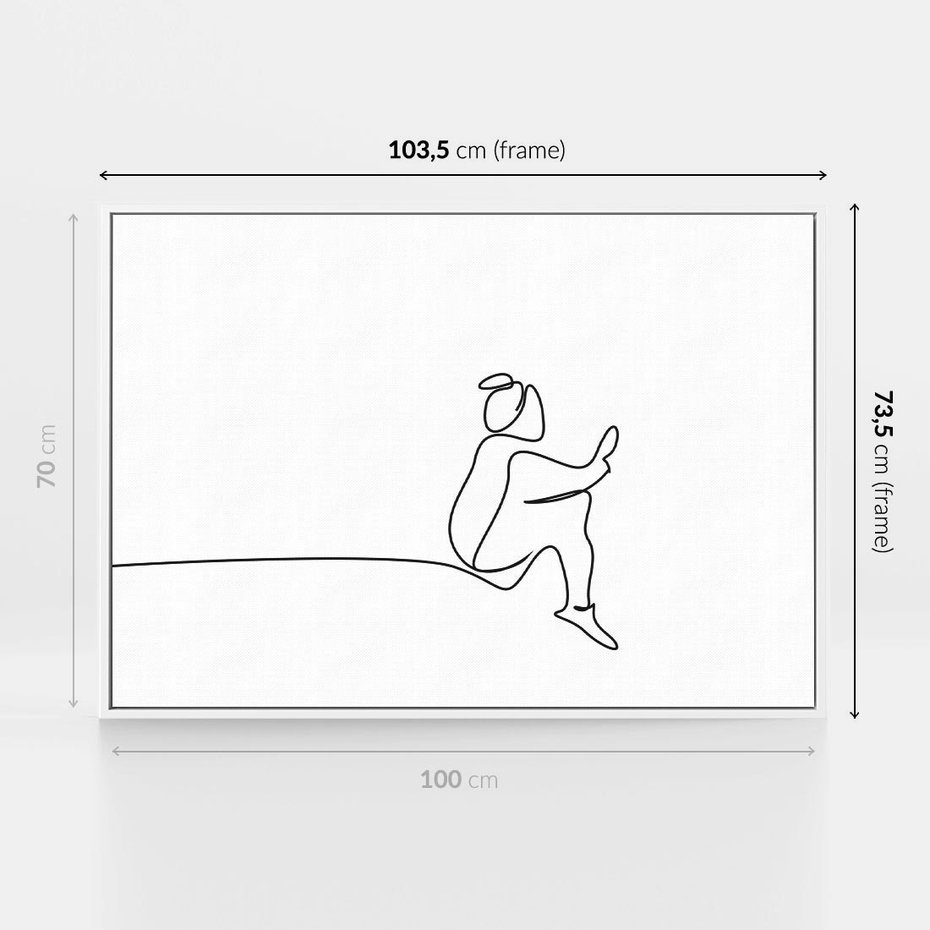 Obraz w ramie 100x70 - Linie Wewnętrznej Refleksji - line art, szkic - rama biała