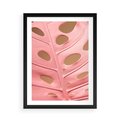 Plakat w ramie 50x70 - Różowy Liść Monstery - różowy liść monstery, nowoczesna fotografia - rama czarna