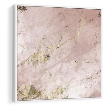 Obraz w ramie 80x80 - Piękno w Szczegółach - marmur, złoto - rama biała