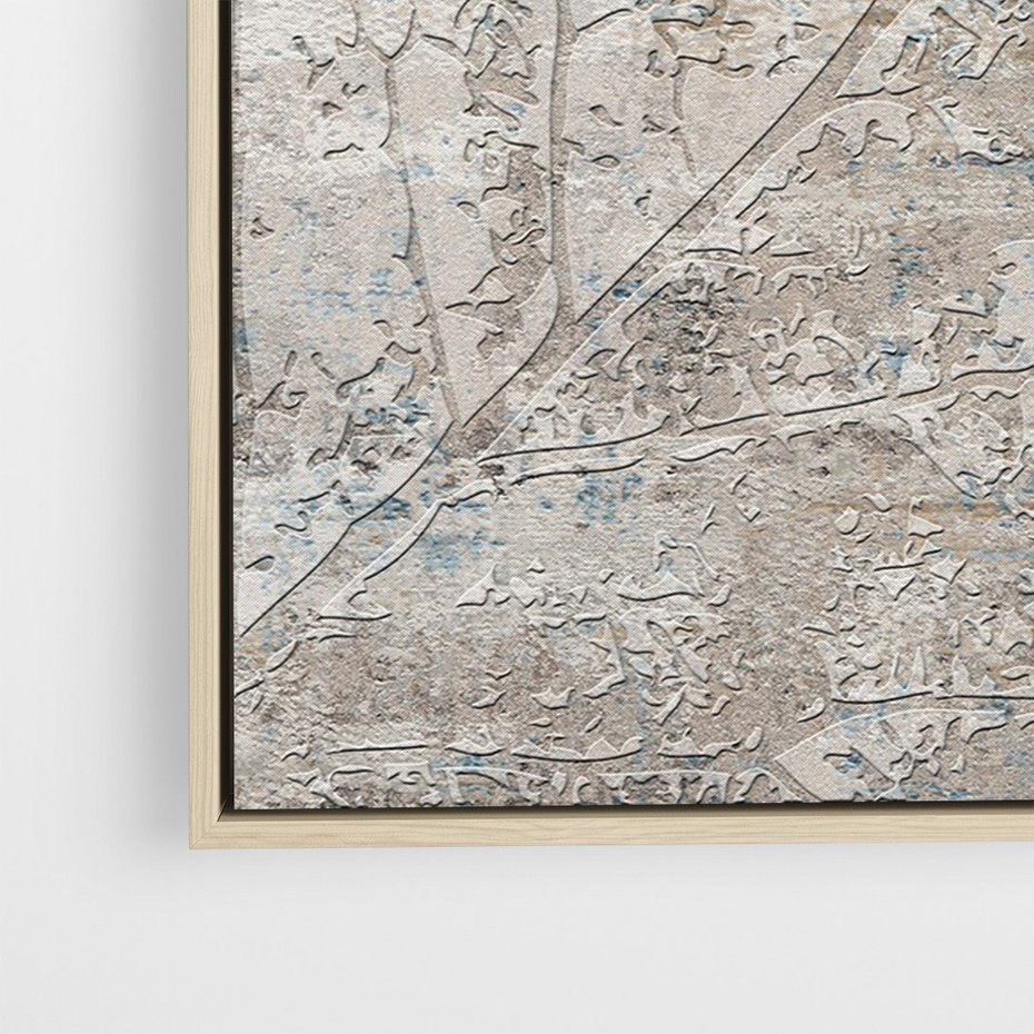 Obraz w ramie 50x70 - Betonowe Wspomnienia Liści - odciski w betonie, odbitki - rama drewno