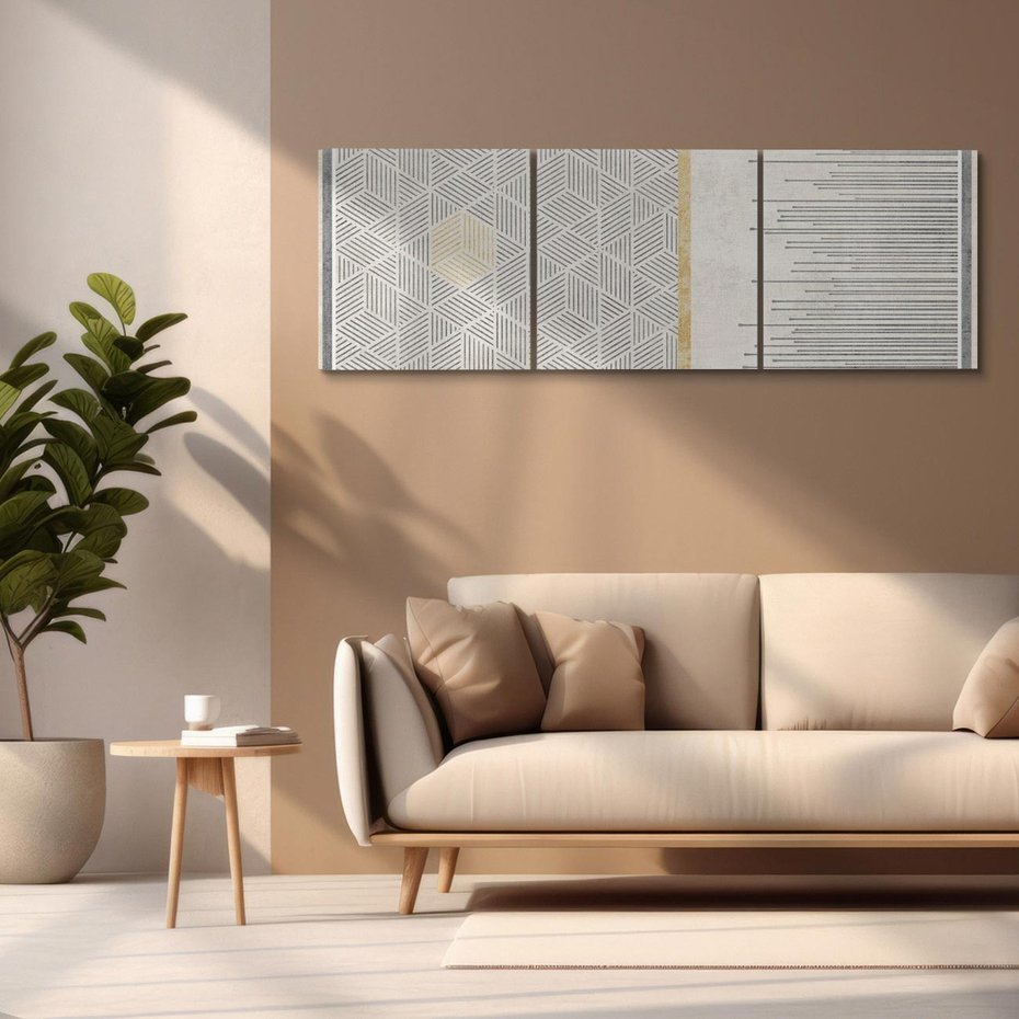 Obraz na płótnie 120x40 - Drobny Print Klasyki - geometryczne linie, styl mid century