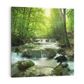 Obraz na płótnie 40x40 - Ukojenie strumienia: Spotkanie z naturą - strumyk, las
