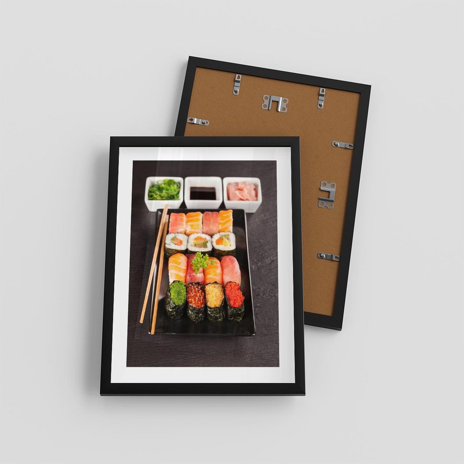 Plakat w ramie 30x40 - Kulinarne podróże do Japonii - sushi, japonia - rama czarna