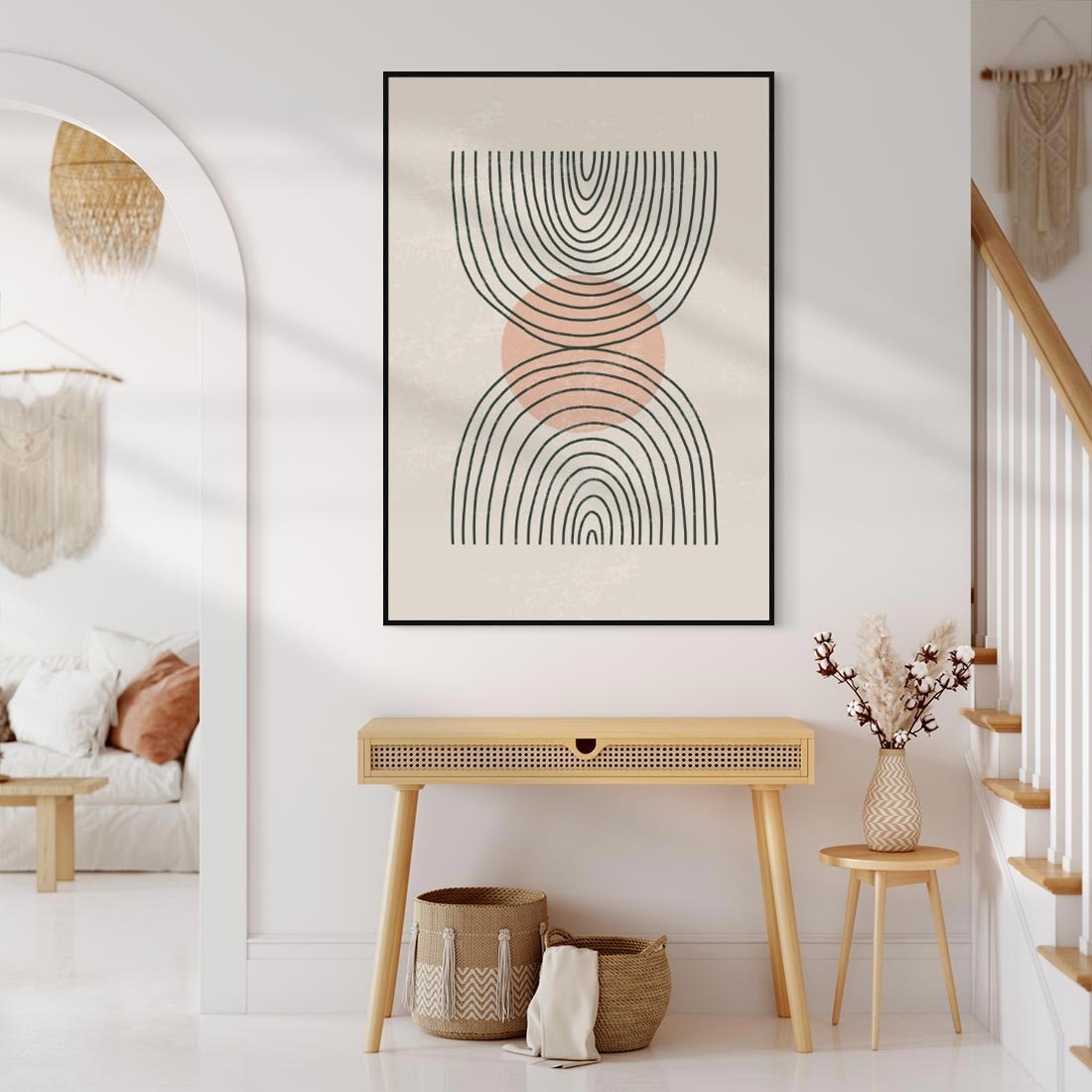 Obraz w ramie 70x100 - Nowy Rytuał - abstrakcyjna sztuka, boho kształty - rama czarna