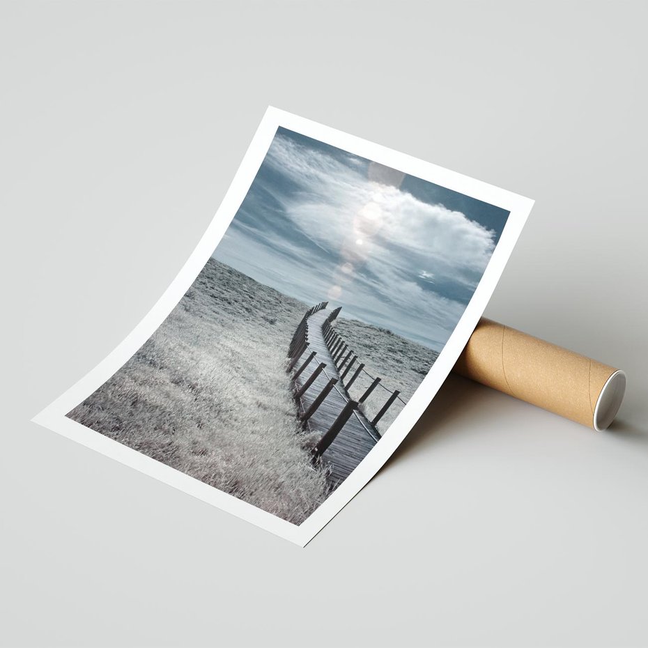 Plakat bez ramy 40x50 - Burzowy pomost na plaży - plaża, pomost