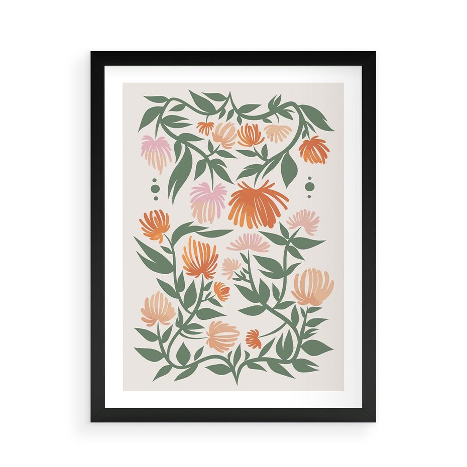 Plakat w ramie 50x70 - Kwiatowe Odbicia - kwiaty polne, plakat - rama czarna