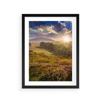 Plakat w ramie 30x40 - Pejzaż na łące - pejzaż, łąka - rama czarna