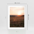 Plakat w ramie 30x40 - Łąka we Wschodzącym Słońcu: Magia Poranka - łąka, krajobraz - rama biała